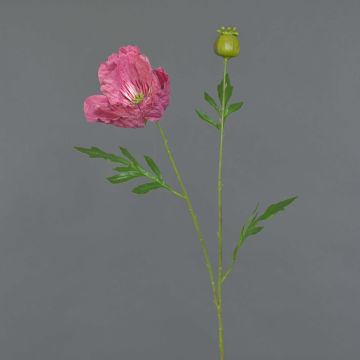 Artificial poppy EDESSA, dark pink, 31"/80cm