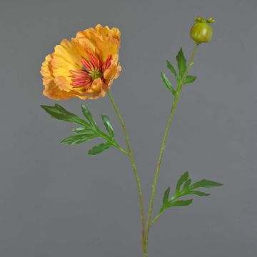 Artificial poppy EDESSA, orange-yellow, 31"/80cm