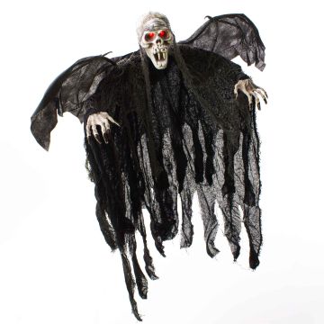 Halloween decorative figure: Skeleton ghost ALFIE with bat wings, LEDs, 85cm