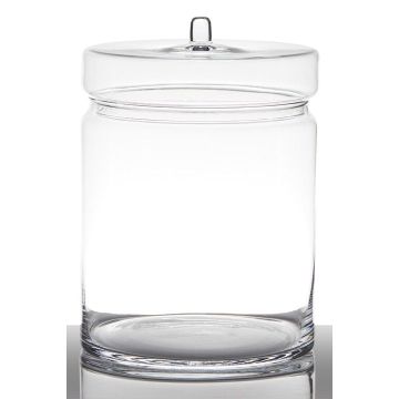 Storage jar MILLIE with lid, cylinder/round, clear, 8"/21cm, Ø7"/19cm