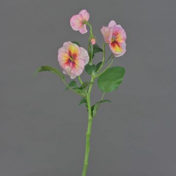 Artificial branch Pansy SIANIE, pink-fuchsia-yellow, 14"/35cm, Ø1.6"-2.4"/4-6cm