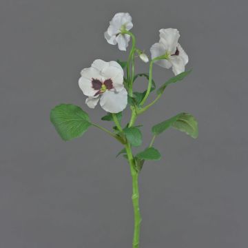 Artificial branch Pansy SIANIE, white, 14"/35cm, Ø1.6"-2.4"/4-6cm