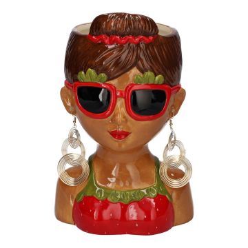 Flower vase in the shape of a female bust LENEA made of ceramic, multicoloured, 6"x5.1"x9"/15x13x23,5cm