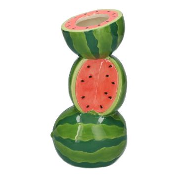 Single stem vase Watermelons TILLAS made of ceramic, red-green-blue, 4.6"x4"x8"/11,7x10x21cm