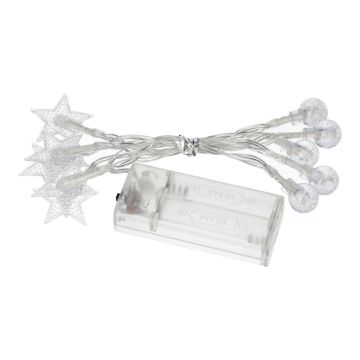 CASSATA string of lights with 10 LED star baubles, battery-powered, 90cm