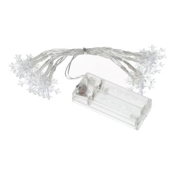 CASSATA string of lights with 10 LED snowflakes, battery-powered, 90cm