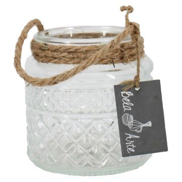 OPALUS lantern with rope, diamond pattern, clear, 10.5 cm, Ø10.5 cm OPALUS lantern with rope, diamond pattern, clear, 10.5 cm, Ø10.5 cm