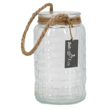 KAPPY lantern with rope, patterned, clear, 18.5 cm, Ø 11 cm KAPPY lantern with rope, patterned, clear, 18.5 cm, Ø 11 cm