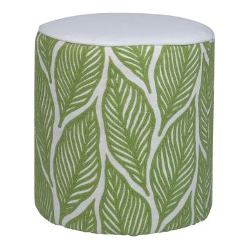 GRY pouffe, leaf pattern, green, 45 cm, Ø40 cm