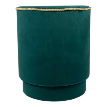 NANNA velvet stool, gold trim, petrol, 45cm, Ø38cm