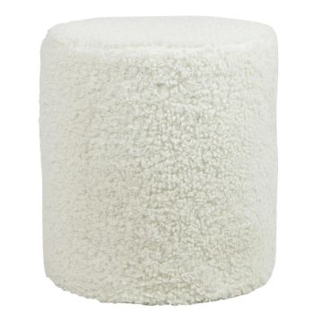 MILLE teddy stool, white, 45cm, Ø40cm
