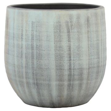 DELTA ceramic pot with grooves, light blue-grey, 30 cm, Ø32 cm DELTA ceramic pot with grooves, light blue-grey, 30 cm, Ø32 cm