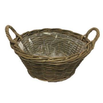 Rattan basket ASIA made of wood, brown, 7"/18cm, Ø17"/43cm