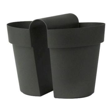 Railing plant pot VINAYA for your balcony, made of plastic, anthracite, 13"x10"x10"/33x25x26cm