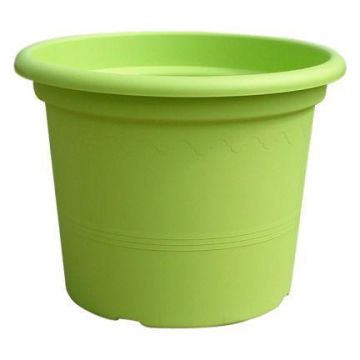 Round plastic plant pot URMINA, with holes, apple green, 9"/23cm, Ø12"/30cm