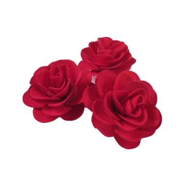 DELPHINE wooden rose blossoms, 5 pieces, red, Ø5cm