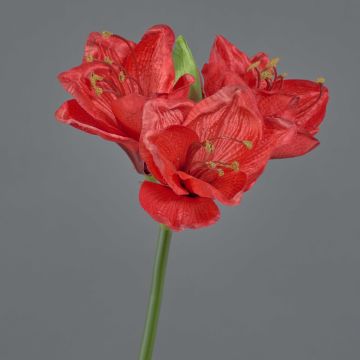 Artificial flower amaryllis BENITA, red, 22"/55cm, Ø 3.9"/10cm