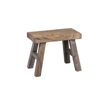 Rectangular wooden stool ALVE, brown-grey, 25x12x20cm