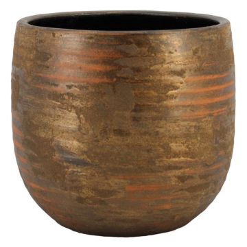 RODYN ceramic pot with grooves, colour gradient, gold, 45cm, Ø49cm
