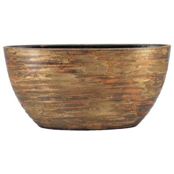 Oval ceramic bowl RODYN with grooves, colour gradient, gold, 19"x8"x10"/49x20x25cm Oval ceramic bowl RODYN with grooves, colour gradient, gold, 19"x8"x10"/49x20x25cm