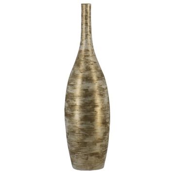RODYN decorative ceramic bottle vase with grooves, colour gradient, white and gold, 100 cm, Ø 26 cm RODYN decorative ceramic bottle vase with grooves, colour gradient, white and gold, 100 cm, Ø 26 cm