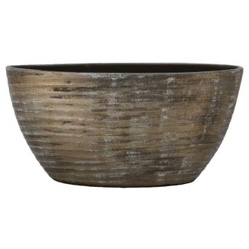 Oval ceramic bowl RODYN with grooves, colour gradient, brown, 19"x8"x10"/49x20x25cm Oval ceramic bowl RODYN with grooves, colour gradient, brown, 19"x8"x10"/49x20x25cm