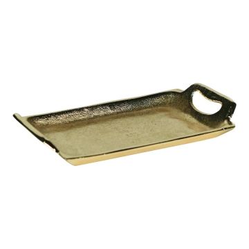 Rectangular tray NIKOLINE with handles, aluminium, gold, 8"x3.5"x3.1"/21x9x8cm Rectangular tray NIKOLINE with handles, aluminium, gold, 8"x3.5"x3.1"/21x9x8cm