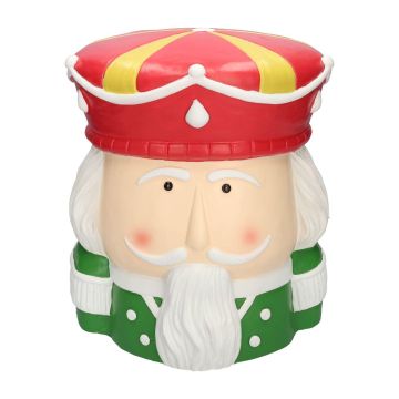 Storage table MOLANI in nutcracker shape, red-green-beige, 12"x11"x13"/30x27x33cm