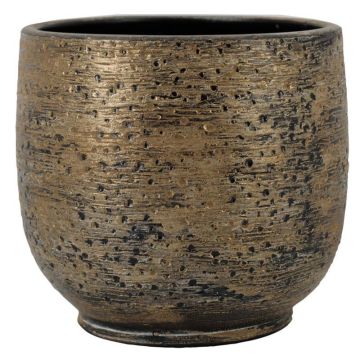 YELAN ceramic pot with marbling, brown-gold, 45cm, Ø49cm