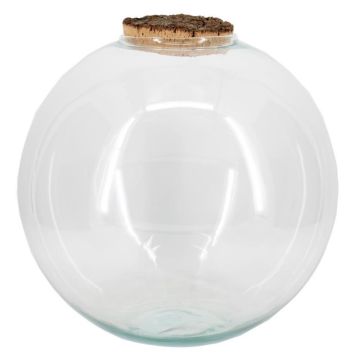 Glass spherical terrarium JABUEL with cork lid, clear, 13"/34cm, Ø14"/35cm Glass spherical terrarium JABUEL with cork lid, clear, 13"/34cm, Ø14"/35cm