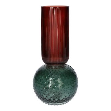 Glass table vase FRODO with grooved dots, blue-red-clear, 8"/20cm, Ø3.7"/9.5cm Glass table vase FRODO with grooved dots, blue-red-clear, 8"/20cm, Ø3.7"/9.5cm