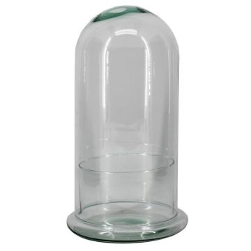 FRANKHILDE glass dome with saucer, recycled, transparent, 32 cm, Ø 17.6 cm