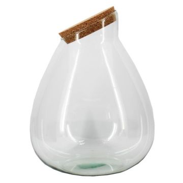 ELULY storage jar with cork lid, recycled, clear, 45 cm, Ø34 cm