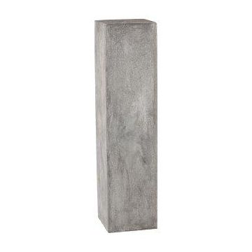 Square pedestal plant stand NARUKO, 2 pieces, fibreglass, grey, 8"x8"x31"/20x20x80cm, 11"x11"x3ft/28x28x100cm