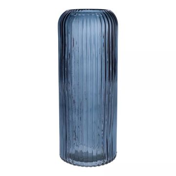 ALBURGIS flower vase with grooves, glass, blue-clear, 25 cm, Ø 10 cm ALBURGIS flower vase with grooves, glass, blue-clear, 25 cm, Ø 10 cm