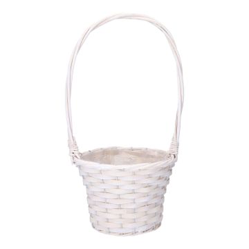 BARONIKA plant basket with handle, wicker, white, 54 cm, Ø 30 cm BARONIKA plant basket with handle, wicker, white, 54 cm, Ø 30 cm