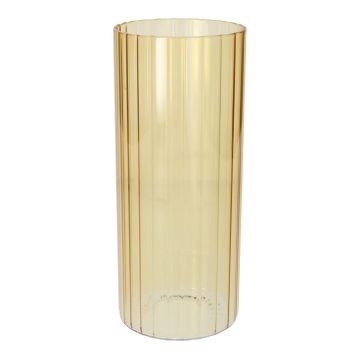 BLANDINA flower vase, glass, ribbed, yellow-transparent, 24 cm, Ø 10 cm
