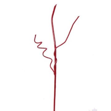 Artificial corkscrew willow branch, AZMIDI, lacquered red, 37"/95cm