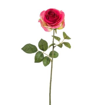 BRUNETTE artificial rose, pink and green, 70 cm, Ø 11 cm
