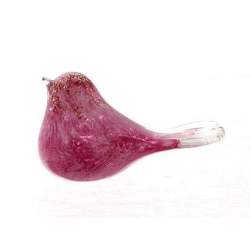 Decorative figurine Bird ABOLLA made of glass, fuchsia-transparent, 7"x3.1"x3.5"/17x8x9cm