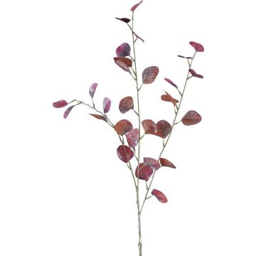 Decorative eucalyptus branch PLOHIN, glitter, dark red, 95 cm