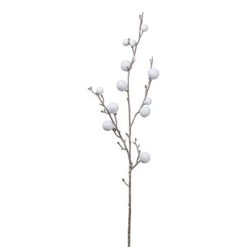 Artificial cotton branch GRIFON with fruits, white, 3ft/90cm