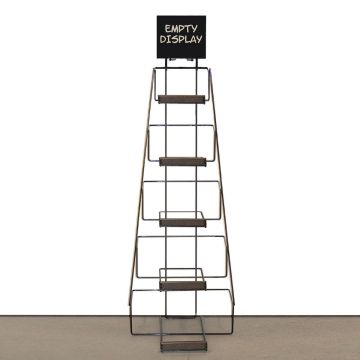 Metal display shelf KANEO, 5 shelves, black-brown Metal display shelf KANEO, 5 shelves, black-brown