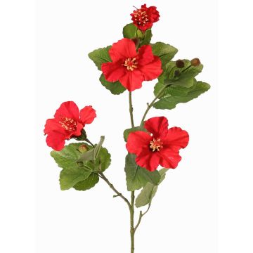 Artificial hibiscus branch TELSIMA with flowers, red, 80cm Artificial hibiscus branch TELSIMA with flowers, red, 80cm