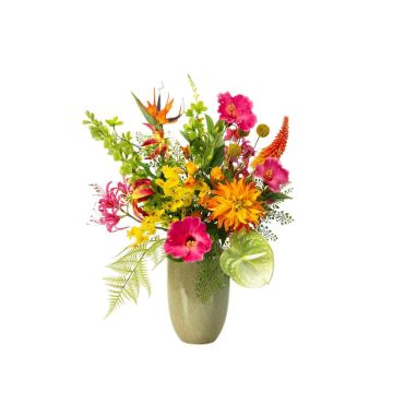 Decorative bouquet ‘FEME’, pink-orange-green, 75 cm, Ø45 cm