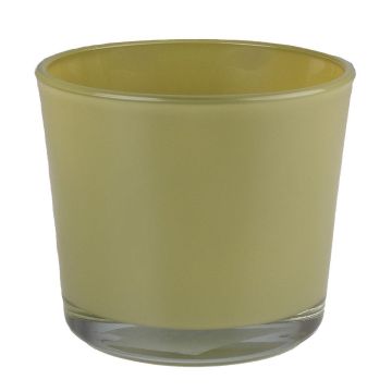 Glass planter ALENA, olive yellow, 19cm, Ø19cm