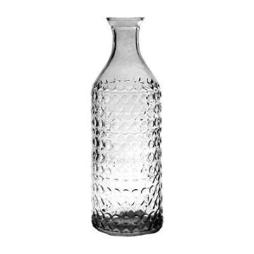 Decorative glass bottle TIMOTEO, structure pattern, clear, 30cm, Ø10cm