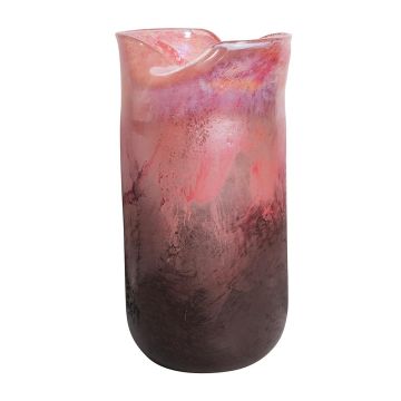 Glass vase PEPA, folded opening, multi pink-clear, 41,5cm, Ø20cm