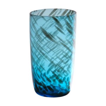 Table vase MARICAR made of glass, patterned, blue-gold clear, 14,5cm, Ø8cm