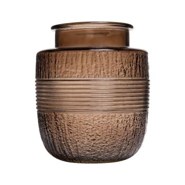 Decorative glass vase MARISELA with ornamental border, brown-clear, 18cm, Ø15,5cm